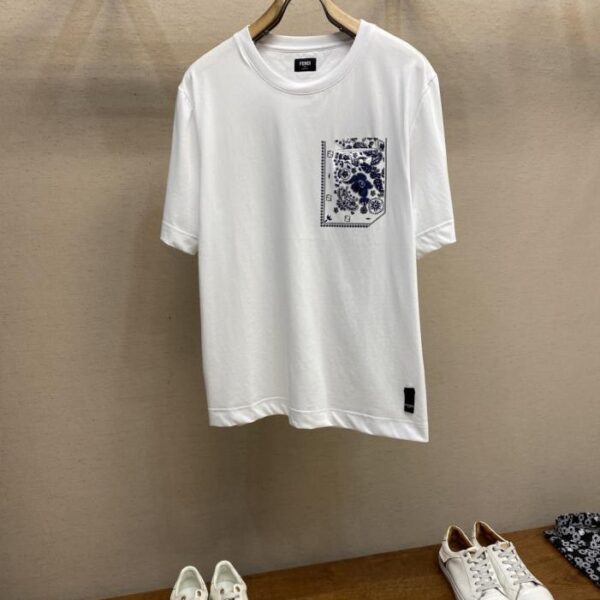 designer,replica,clothing,fake,1:1,lv,luxury,high quality Fendi coral flower print short-sleeved T-shirt (UMO7K)