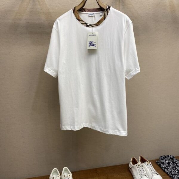 designer,replica,clothing,fake,1:1,lv,luxury,high quality Burberry plaid collar round neck short sleeves (02ZTF)