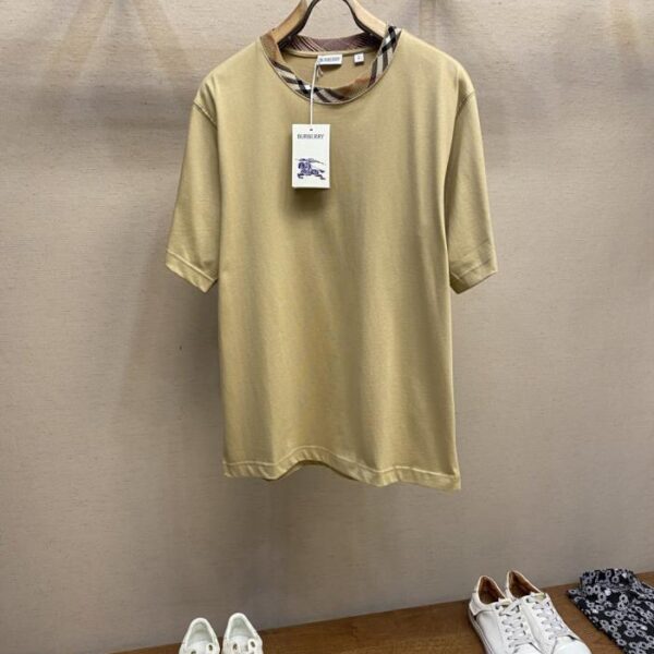designer,replica,clothing,fake,1:1,lv,luxury,high quality Burberry plaid collar round neck short sleeves (PMSR9)