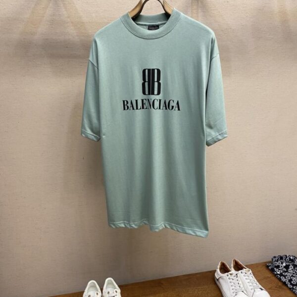 designer,replica,clothing,fake,1:1,lv,luxury,high quality Balenciaga black double B printed short sleeves (T975Z)