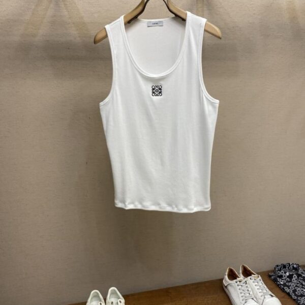 designer,replica,clothing,fake,1:1,lv,luxury,high quality Loewe embroidered spring and summer classic round neck sleeveless vest 120g double yarn fine cotton (143G5)