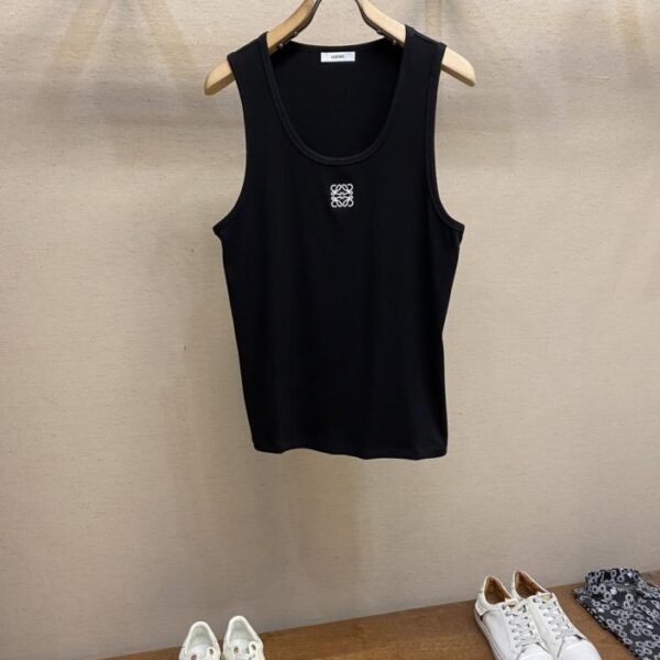designer,replica,clothing,fake,1:1,lv,luxury,high quality Loewe embroidered spring and summer classic round neck sleeveless vest 120g double yarn fine cotton (3AXR7)