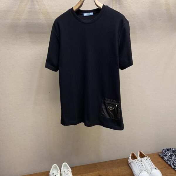 designer,replica,clothing,fake,1:1,lv,luxury,high quality Prada new pure cotton stretch cotton fabric short-sleeved T-shirt (5UBV3)