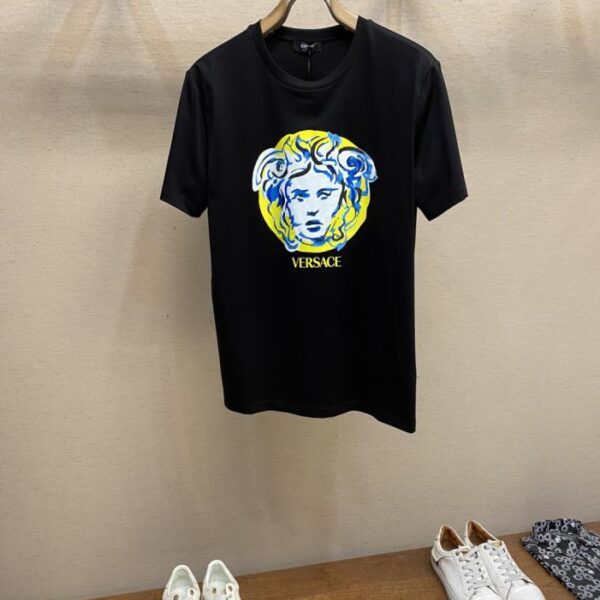 designer,replica,clothing,fake,1:1,lv,luxury,high quality Versace new pure cotton stretch cotton fabric short-sleeved T-shirt (8C6VC)