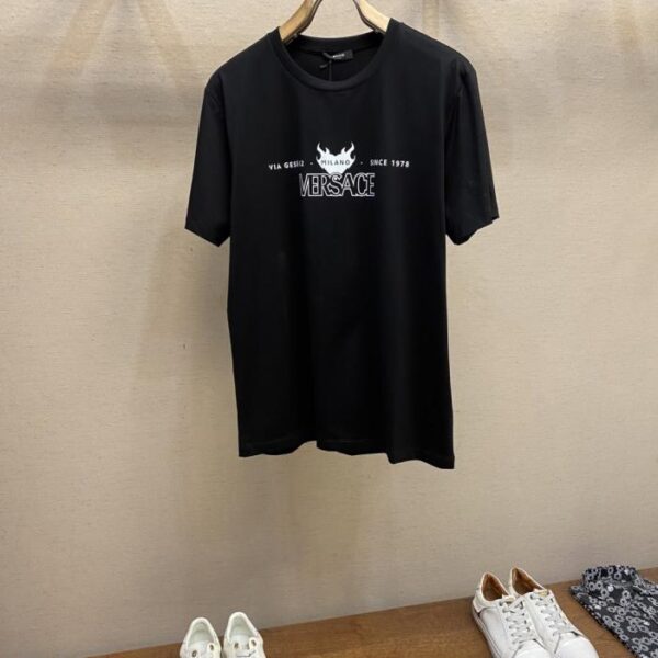 designer,replica,clothing,fake,1:1,lv,luxury,high quality Versace new pure cotton stretch cotton fabric short-sleeved T-shirt (FMTX8)