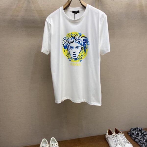 designer,replica,clothing,fake,1:1,lv,luxury,high quality Versace new pure cotton stretch cotton fabric short-sleeved T-shirt (Q8Z14)