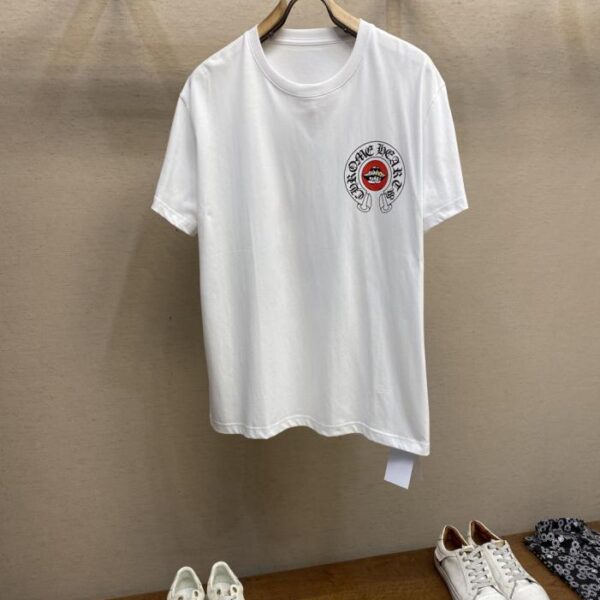 designer,replica,clothing,fake,1:1,lv,luxury,high quality Chrome Heart Red Lips Flag Print Short Sleeve T-Shirt (OT3L5)