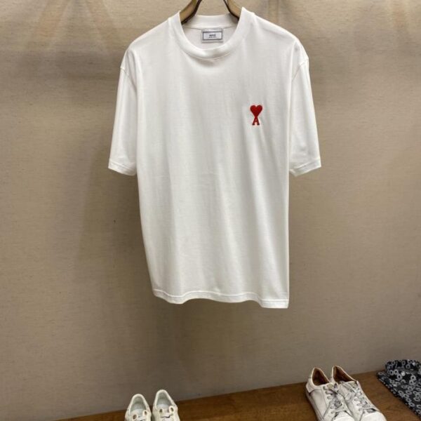 designer,replica,clothing,fake,1:1,lv,luxury,high quality AMI new pure cotton stretch cotton fabric short-sleeved T-shirt (GB7JN)