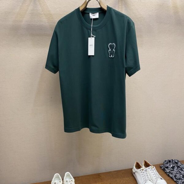 designer,replica,clothing,fake,1:1,lv,luxury,high quality AMI Amy Choi Woo-sik joint series early spring limited edition embroidered heavy cotton short-sleeved T-shirt (YCN4W)