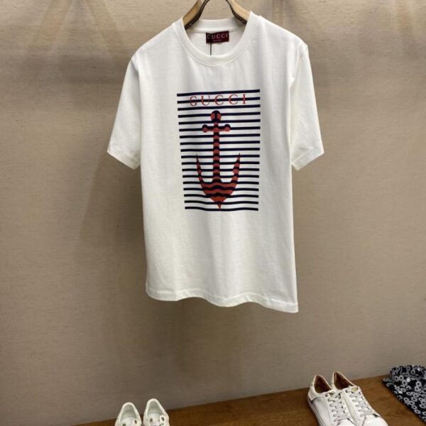 designer,replica,clothing,fake,1:1,lv,luxury,high quality Gucci Nautical Series Anchor ⚓️ Printed Cotton Short Sleeve T-Shirt (XGRIJ)