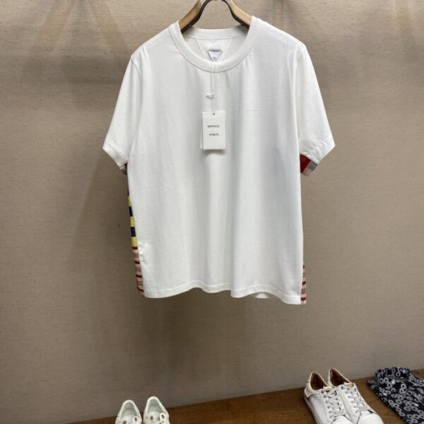 designer,replica,clothing,fake,1:1,lv,luxury,high quality BOTTEGA VENETA OS Loose Fit Stitching Contrast Color Design Cuff Embroidery Soft Cotton Knit T-Shirt (TNPJP)