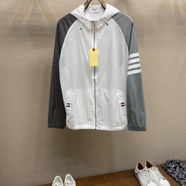 designer,replica,clothing,fake,1:1,lv,luxury,high quality Thom Brown Webbing Splicing Long Sleeve Thin Hooded Sun Protection Shirt (EDLNC)