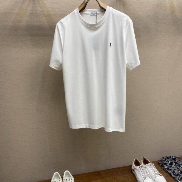 designer,replica,clothing,fake,1:1,lv,luxury,high quality YSL small logo embroidered couple short-sleeved T-shirt (6R2QV)