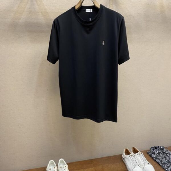 designer,replica,clothing,fake,1:1,lv,luxury,high quality YSL small logo embroidered couple short-sleeved T-shirt (MQHB8)