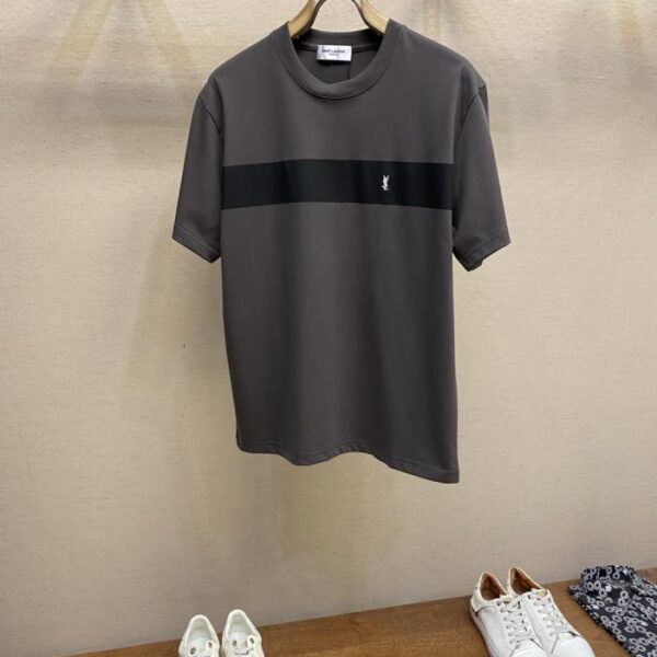 designer,replica,clothing,fake,1:1,lv,luxury,high quality YSL black horizontal stripe color matching short-sleeved T-shirt SLP short-sleeved T-shirt (ZG3A4)