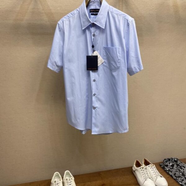 designer,replica,clothing,fake,1:1,lv,luxury,high quality LV Pinstripe Jacquard Pointed Collar Button Short Sleeve (LVAMZ)