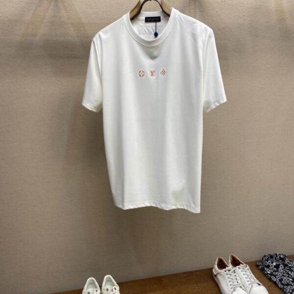 designer,replica,clothing,fake,1:1,lv,luxury,high quality LV Orange Four-Leaf Clover Print Couple Short-Sleeved T-Shirt (BTX31)