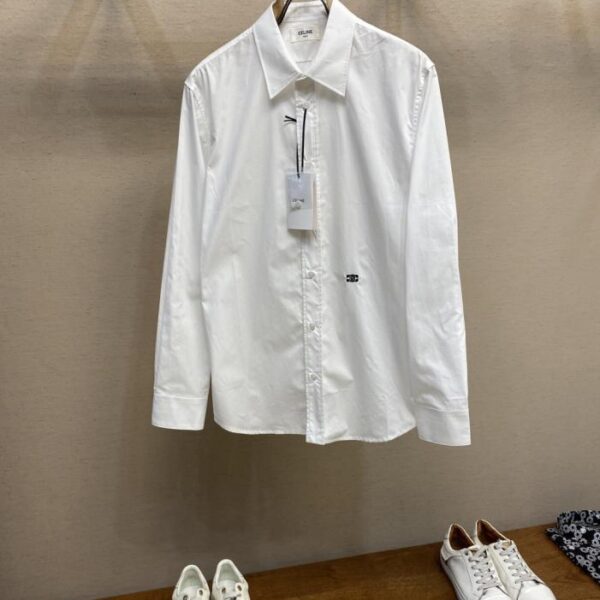 designer,replica,clothing,fake,1:1,lv,luxury,high quality Celine solid color embroidered shirt (MEXF4)