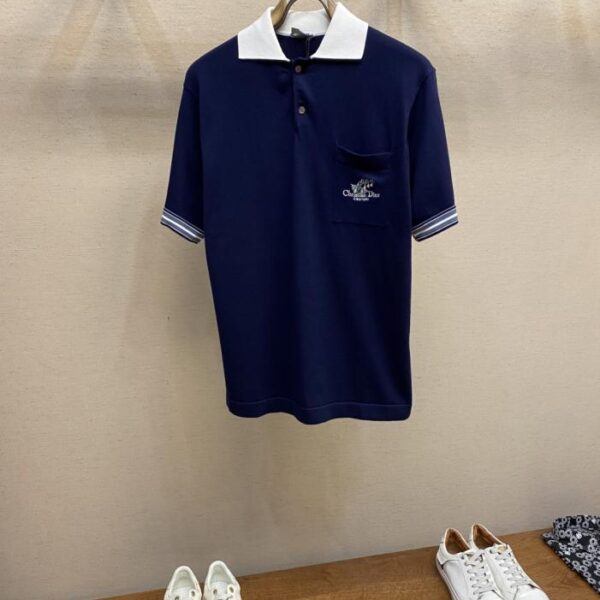 designer,replica,clothing,fake,1:1,lv,luxury,high quality Dior Embroidered Lily of the Valley Lapel Knitted Short Sleeve (9TWRA)