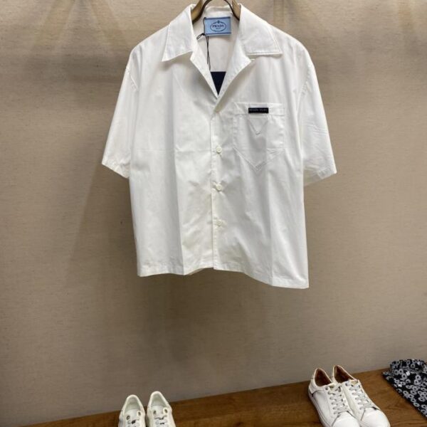 designer,replica,clothing,fake,1:1,lv,luxury,high quality Prada Pocket LOGO Logo Short Sleeve Shirt (ZKV81)
