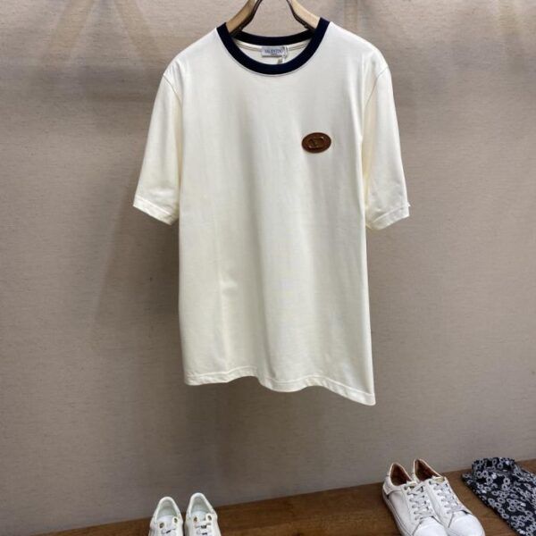 designer,replica,clothing,fake,1:1,lv,luxury,high quality VLT Contrast Collar Beige Couple Short Sleeve T-Shirt (TOPJ8)