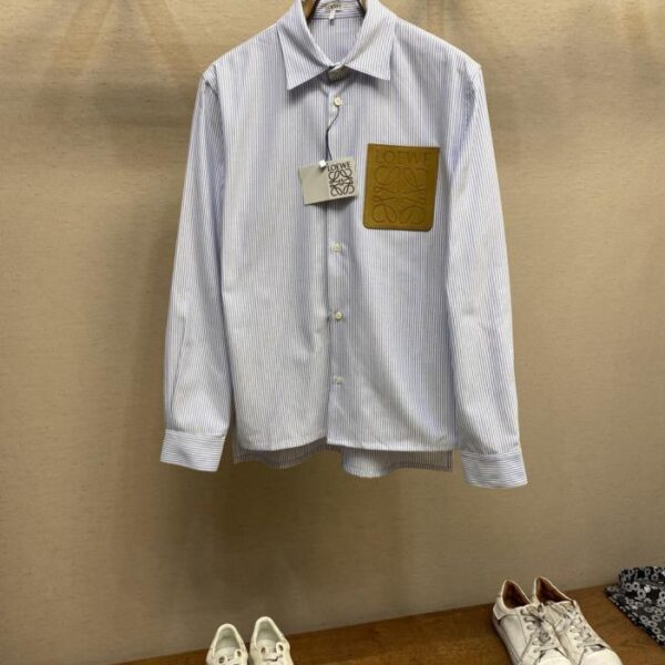 designer,replica,clothing,fake,1:1,lv,luxury,high quality Loewe leather striped shirt (SYLM4)