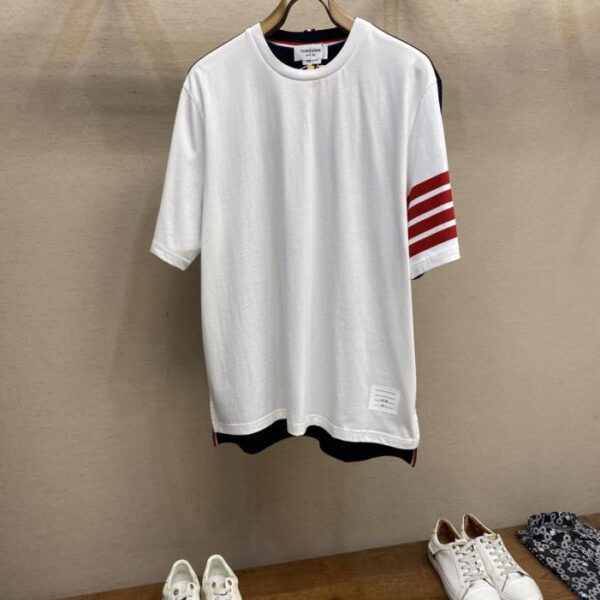 designer,replica,clothing,fake,1:1,lv,luxury,high quality Thom Brown TB Colorblock Short Sleeve T-Shirt (PPBW6)
