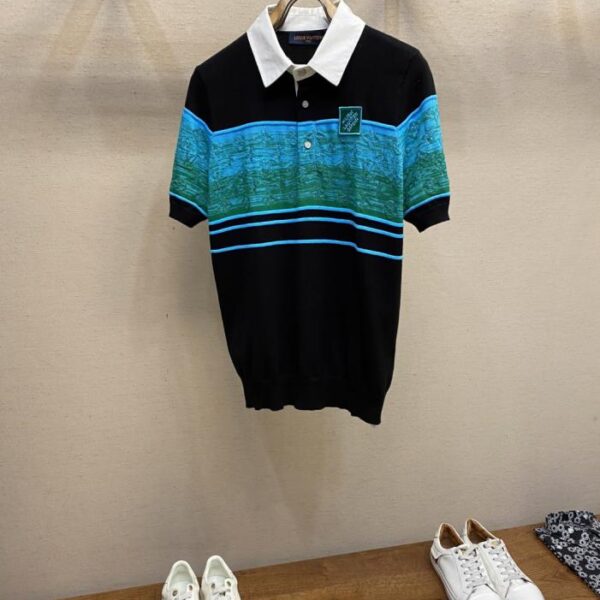 designer,replica,clothing,fake,1:1,lv,luxury,high quality LV jacquard short-sleeved polo shirt (T4Q8B)