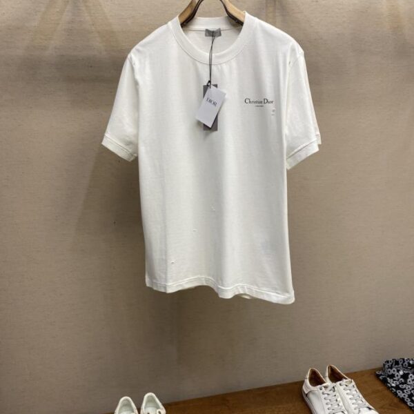designer,replica,clothing,fake,1:1,lv,luxury,high quality Dior Loose Fit Lily of the Valley Cotton Washed Damaged Distressed Half Sleeve T-Shirt (W05DB)