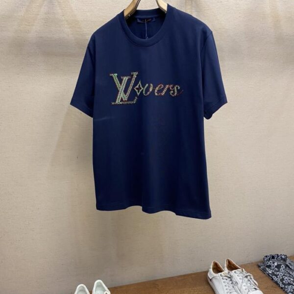 designer,replica,clothing,fake,1:1,lv,luxury,high quality LV LOVERS Embroidered Cotton Short Sleeve T-Shirt (U8IEP)