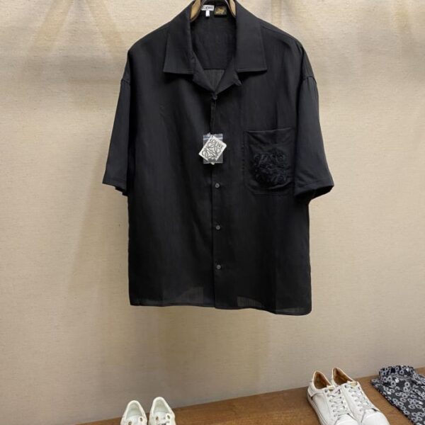 designer,replica,clothing,fake,1:1,lv,luxury,high quality Loewe embroidered linen short-sleeved shirt (XEFGS)