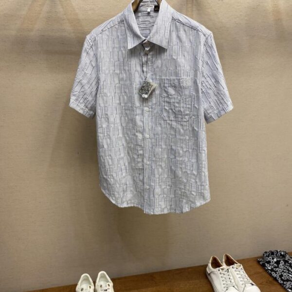 designer,replica,clothing,fake,1:1,lv,luxury,high quality Loewe Striped Wave Texture Short Sleeve Shirt (8TF1S)