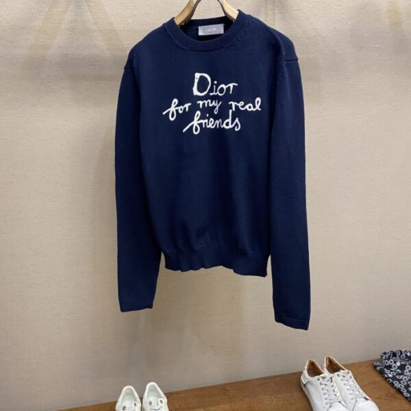 designer,replica,clothing,fake,1:1,lv,luxury,high quality New Dior knit crewneck Displaying the Dio For My Real Friends logo from the DIO AND HYLTON NEL collection. Crafted from navy blue cotton-blend jersey Front and back (N4EU0)