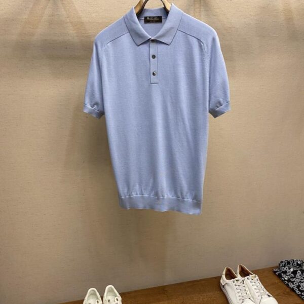 designer,replica,clothing,fake,1:1,lv,luxury,high quality LP Custom woven and dyed silk + ultra-fine long-staple cotton yarn Saddle shoulder knitted Polo shirt (0BMK8)