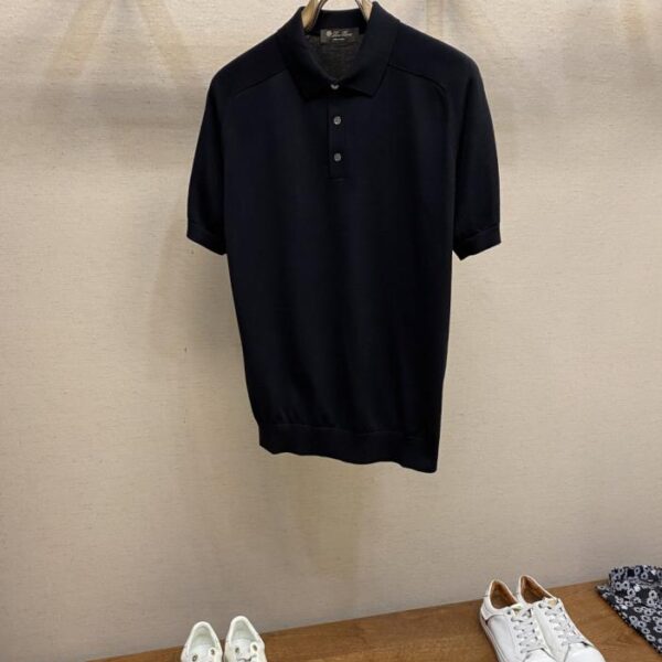 designer,replica,clothing,fake,1:1,lv,luxury,high quality LP Custom-woven and dyed silk + ultra-fine long-staple cotton yarn Saddle shoulder knitted polo shirt (VBAC7)