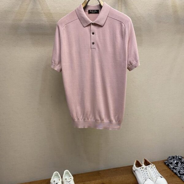 designer,replica,clothing,fake,1:1,lv,luxury,high quality LP Custom-woven and dyed silk + ultra-fine long-staple cotton yarn Saddle shoulder knitted Polo shirt (Y2L0A)