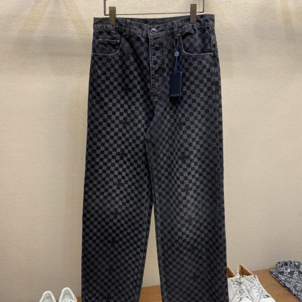 designer,replica,clothing,fake,1:1,lv,luxury,high quality LV new flocked mosaic jeans (4E1LI)