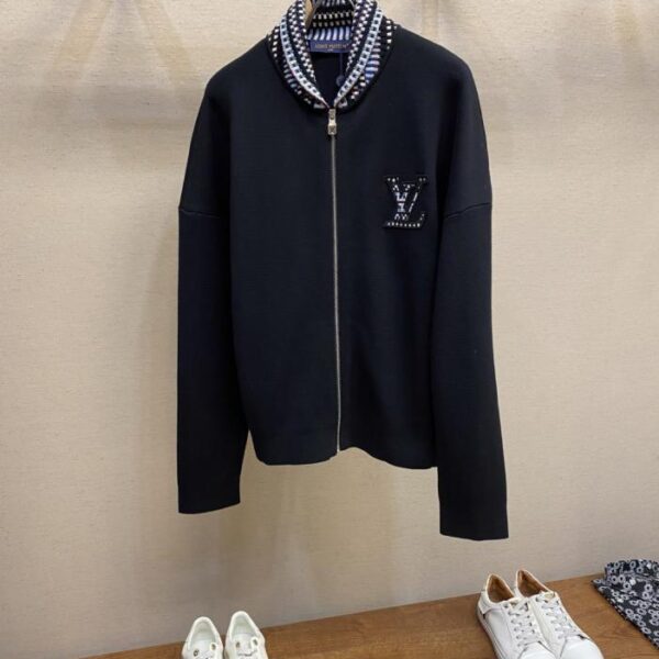 designer,replica,clothing,fake,1:1,lv,luxury,high quality LV style coat plaid collar organic cotton knitted bomber jacket (LQNXY)