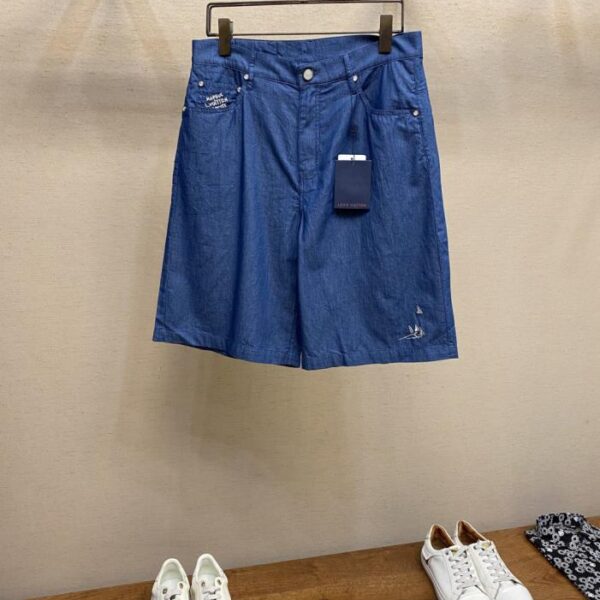 designer,replica,clothing,fake,1:1,lv,luxury,high quality LV Embroidered Chambray Shorts (XTF9V)