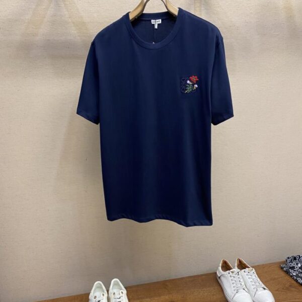 designer,replica,clothing,fake,1:1,lv,luxury,high quality Loewe Red Flower Logo Embroidered Short Sleeve T-shirt (O4B84)