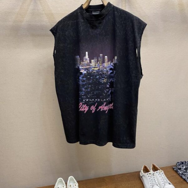 designer,replica,clothing,fake,1:1,lv,luxury,high quality Balenciaga Los Angeles Night View Short Sleeve Vest Tee (2D9U5)