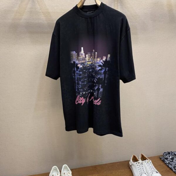 designer,replica,clothing,fake,1:1,lv,luxury,high quality Balenciaga Los Angeles Night View Short Sleeve T-shirt (VALPJ)