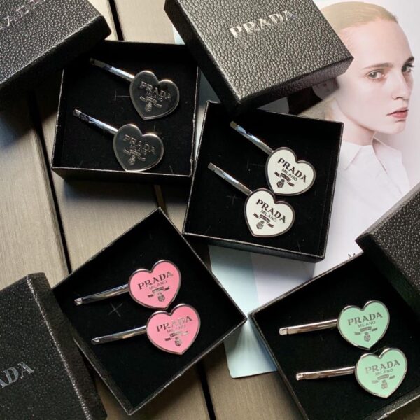 designer,replica,clothing,fake,1:1,lv,luxury,high quality (2 pieces in total, regardless of left or right) Prada counter-style heart-shaped metal logo hairpin (DN4GE)