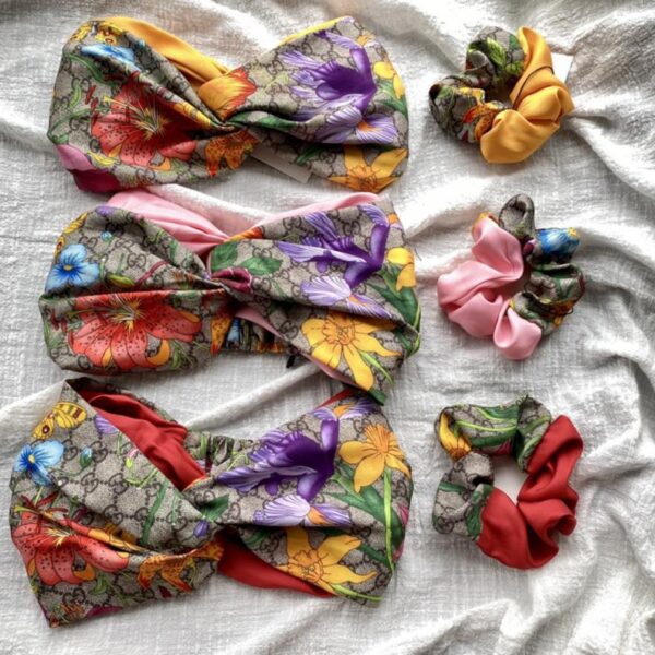 designer,replica,clothing,fake,1:1,lv,luxury,high quality Hairband + headband Gucci color matching floral headband, headband positioning print (9O6F8)