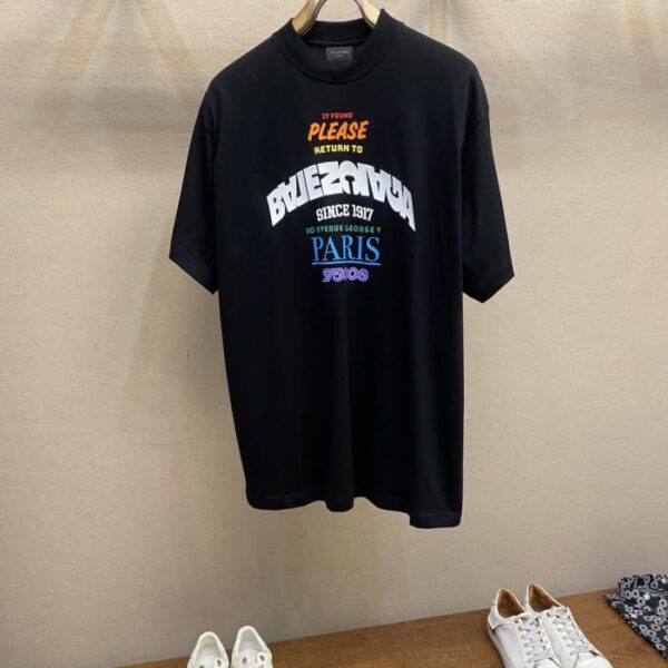 designer,replica,clothing,fake,1:1,lv,luxury,high quality Balenciaga BA Returns Paris Round Neck Short Sleeve (6JUFS)