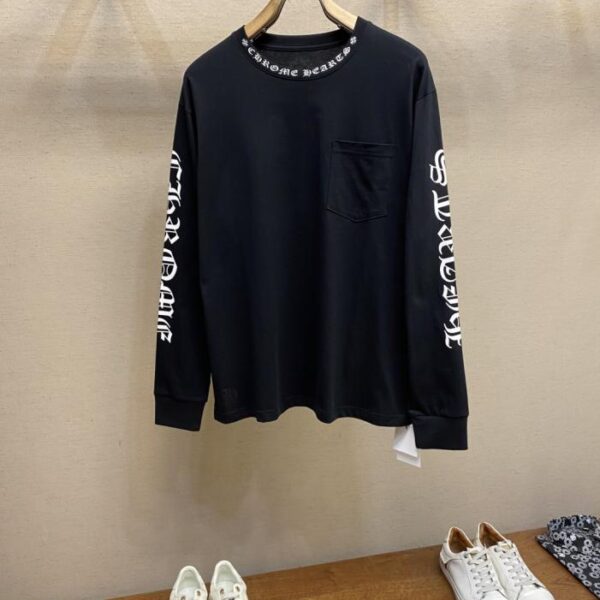 designer,replica,clothing,fake,1:1,lv,luxury,high quality Chrome Hearts Sanskrit Letters Printed Loose Casual Long Sleeve T-shirt (5416X)