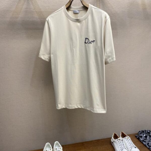 designer,replica,clothing,fake,1:1,lv,luxury,high quality Dior small embroidered yellow letter pattern unisex; pattern short-sleeved T-shirt (ENOSG)