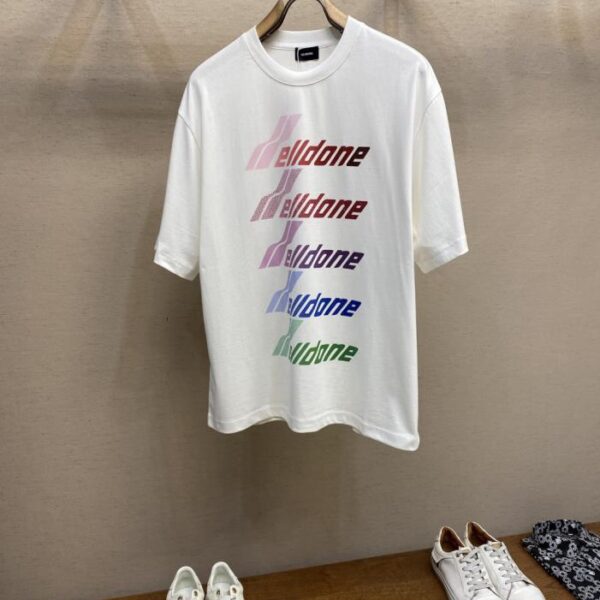 designer,replica,clothing,fake,1:1,lv,luxury,high quality welldone Gradient Print Hot Diamond Heavyweight Cotton Short Sleeve T-shirt (1I1ZM)