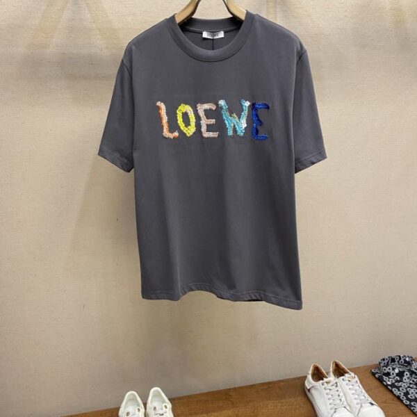 designer,replica,clothing,fake,1:1,lv,luxury,high quality Loewe Rainbow Embroidery Round Neck Short Sleeve (QVYZC)