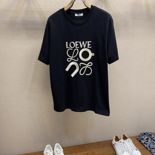 designer,replica,clothing,fake,1:1,lv,luxury,high quality Loewe New Customized Pure Cotton Stretch Cotton Fabric Short Sleeve T-shirt (2F52A)